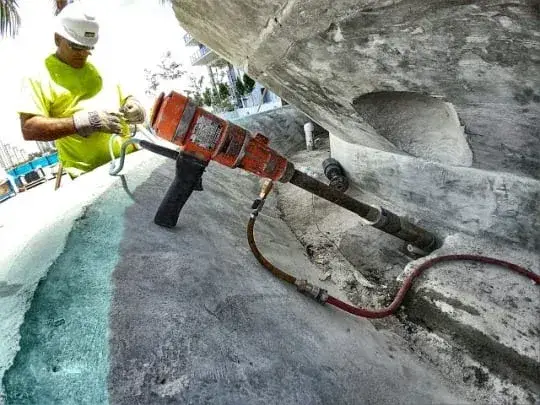 We had to Core Drill through a Concrete Fountain in Broward. We used extensions because the depth.