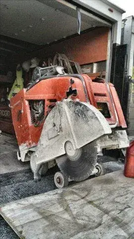 Using the Slab Saw to cut 300 sq ft of 4 inch thick slab on grade.