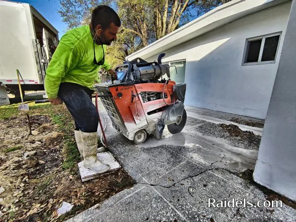 Slab Sawing A Back Yard Slab In Pinecrest. Eventually It'll Be A New Slab With Footing For Some Walls.